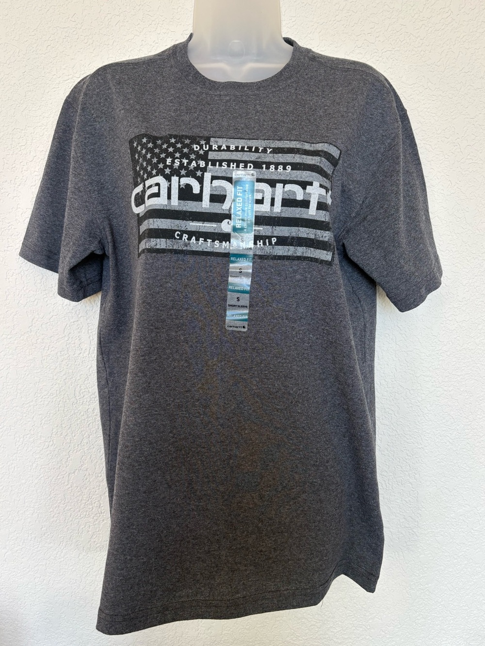 Carhartt Charcoal Gray Flag Logo Short Sleeve Tee